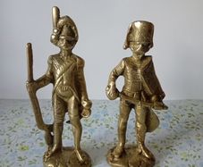 Pair of Vintage Brass Napoleonic Era Soldier Figurines.