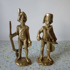 Pair of Vintage Brass Napoleonic Era Soldier Figurines.
