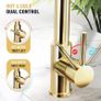 NEW SALE | Kitchen Tap, Kitchen Sink Mixer Tap with 360 Degree Swivel Pull Down Sprayer Commercial Kitchen Taps Single Handle Mixer Tap Cold and Hot 3-Modes Spray with Standard Fittings Gold Image 4