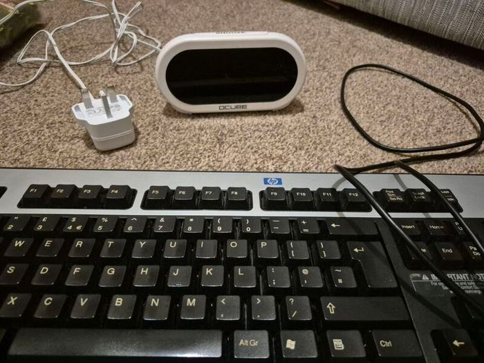 alarm clock and keyboard