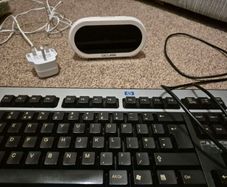 alarm clock and keyboard