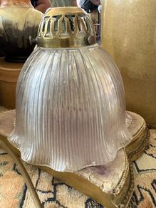 Lampshade Antique Hollophane Ribbed Glass
