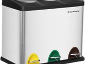 _Kitchen Waste Bin 3-in-1 24 Litre Rubbish Separator Pedal Bin Metal Waste Separation System Heavy Duty Easy Clean