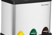 _Kitchen Waste Bin 3-in-1 24 Litre Rubbish Separator Pedal Bin Metal Waste Separation System Heavy Duty Easy Clean