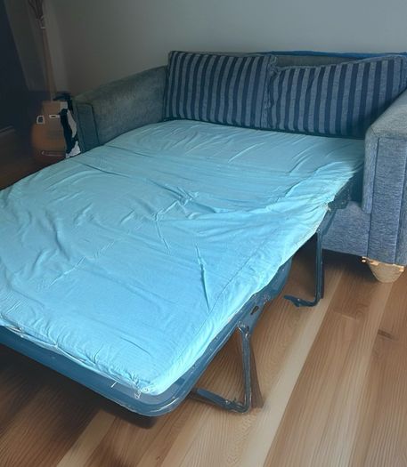 3 Seater Sofa Bed Blue Stripe