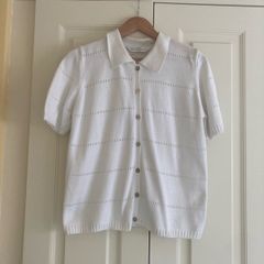 Lady's White Cotton Cardigan