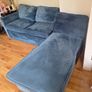 Blue Velvet Corner Sofa Bed with Storage Image 5