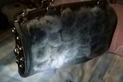 Grey Faux fur elegant petit handbag