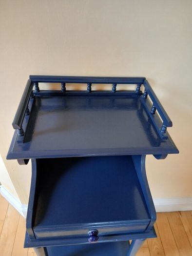 Midnight Blue Upcycled Vintage Hall Stand with Drawer & Gallery Rail