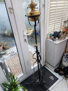 Victorian duplex oil lamp . Telescopic. working.