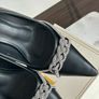 Black pointed toe high heels with rhinestone chain detail - size 40 Image 6