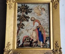 19th century flemish needlepoint wool tapestry "The sacrifice of issac"