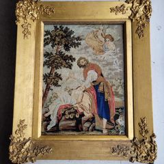 19th century flemish needlepoint wool tapestry "The sacrifice of issac"