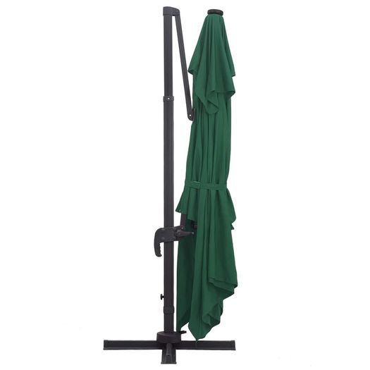 Cantilever Umbrella with LED Lights and Aluminium Pole 400x300 cm Green