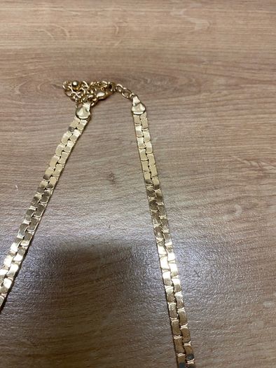 Gold Coloured Metal Flat Chain Necklace