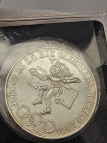Mexico 1968 Silver 25 Pesos Summer Olympics Games