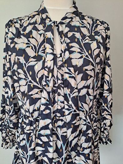 Gallery navy/gold print dress size UK 20