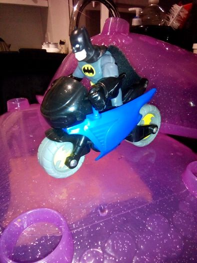 Batman cave,with Batman and  motorbike