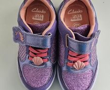 Clarks Play Print Girls Purple Sparkly shoes