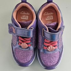 Clarks Play Print Girls Purple Sparkly shoes