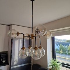Modern Globe Chandelier Ceiling Light Black  Brass