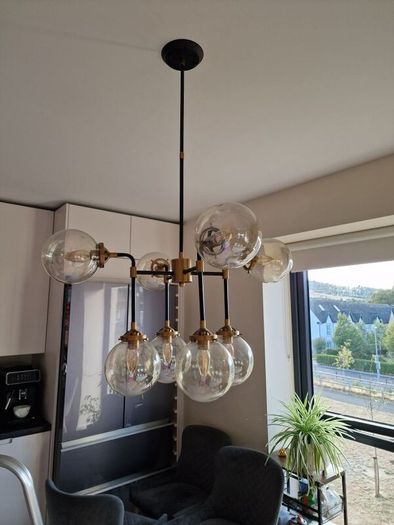 Modern Globe Chandelier Ceiling Light Black  Brass