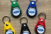 Leather Ford key ring with shopping trolley token/coin