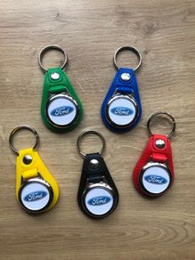 Leather Ford key ring with shopping trolley token/coin