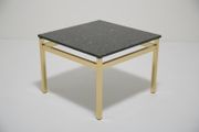 Vintage Square Brass and Black Granite Top Coffee Table, 1970s