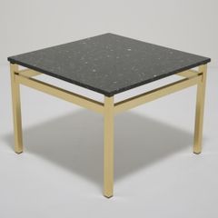 Vintage Square Brass and Black Granite Top Coffee Table, 1970s