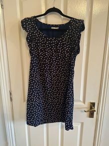 navy mini dress with flutter sleeves