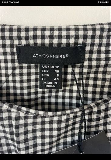 top Bnwt size 12 black & white gingham top primark