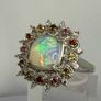 Ethiopian Opal, White Zircon Multi-Tourmaline Cosmo Ring Image 4