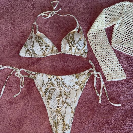Cream bikini with matching beach top