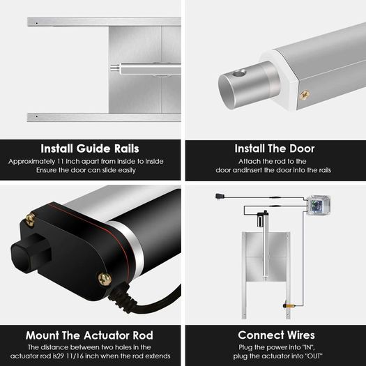 BRAND NEW EU Stock 110V-220V Automatic Chicken Coop Door Opener Kit with Infrared Sensor,Rainproof Outdoor Timer Controller Actuator Motor