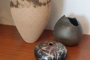 Fabulous Collection of Three Hand-Built Studio Pottery Vases with Organic Asymmetric Shapes, All Hand Made, Unknown Maker Different Makers, Pieces of Sculptural Art