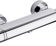 Thermostatic Shower Mixer,Wall Mounted Shower Mixer Bar,Shower Mixer Tap with Anti-Scald Control Valve, Chrome, Solid Brass