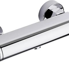 Thermostatic Shower Mixer,Wall Mounted Shower Mixer Bar,Shower Mixer Tap with Anti-Scald Control Valve, Chrome, Solid Brass