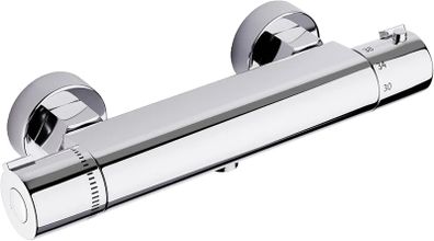 Thermostatic Shower Mixer,Wall Mounted Shower Mixer Bar,Shower Mixer Tap with Anti-Scald Control Valve, Chrome, Solid Brass
