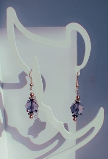 Smokey Plum Glass Cube Facet Drop Earrings