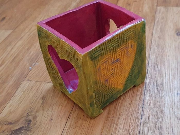 Handmade Ceramic Candle Holder - Heart Glow Design
