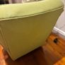 Green high back armchair with arm covers Image 4