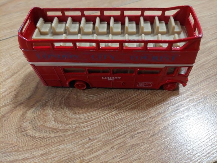 Die cast toy double decker bus