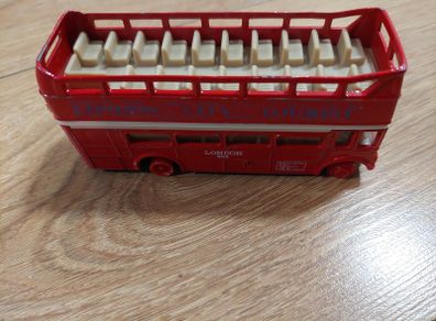 Die cast toy double decker bus