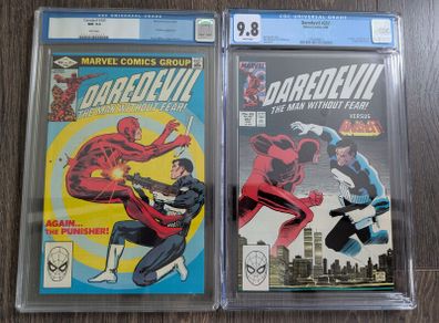Daredevil Punisher Issue 183 and 257 CGC 9.8 Certified Graded Comic Framed DC Marvel