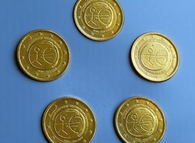 Stickman 2009 Emu 2 euro | complete German mints set | UNC 24 karat Gold plated