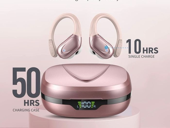 Wireless Earbuds, Bluetooth 5.3 Headphones Wireless Headphones, 60Hrs Playback Dual LED Display, Hifi Stereo HD Mic, In-Ear IP7 Waterproof Earphones with Earhooks, USB-C, for Sports (FREE POSTAGE)
