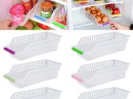 main image for ad Fridge Storage, JRing Refrigerator Storage Organizer, Fruit Handled Kitchen Collecting Box Basket Rack Stand Basket Container (6 Pack, Random Color)