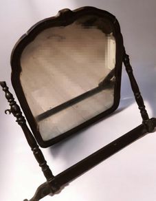 Large antique turned wood mirror