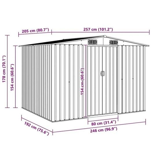 Garden Storage Shed Anthracite Steel 257x205x178 cm